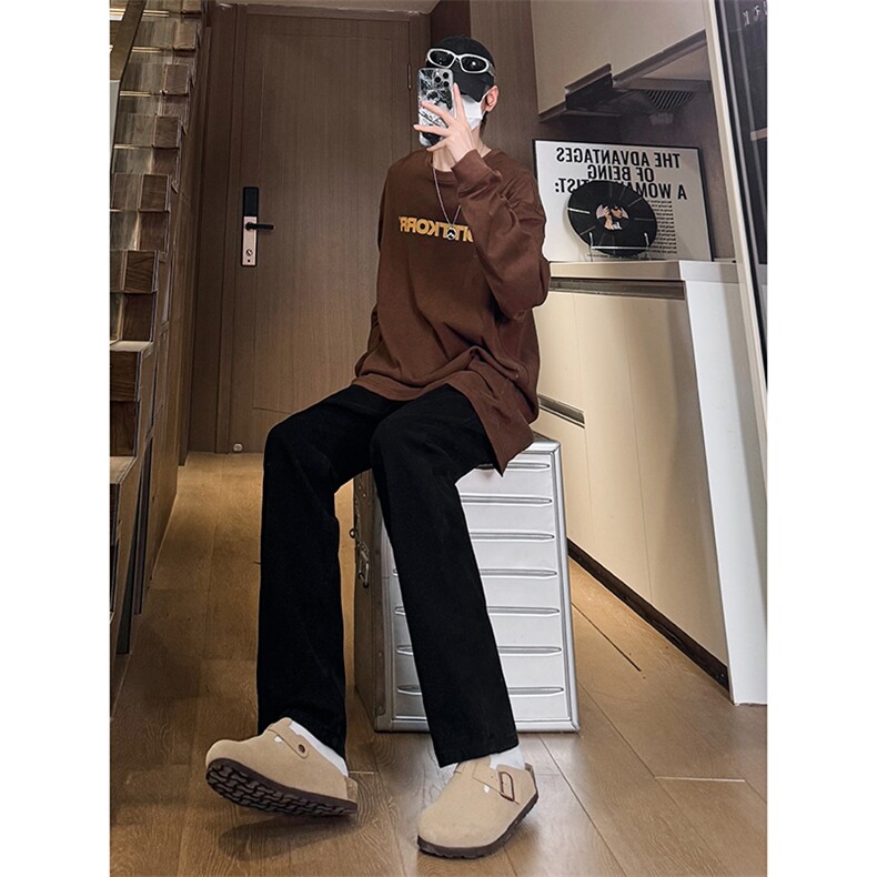 现货主推 渐变复古蓝微喇直筒松紧腰休闲牛仔裤男女K5809-P50控69图片