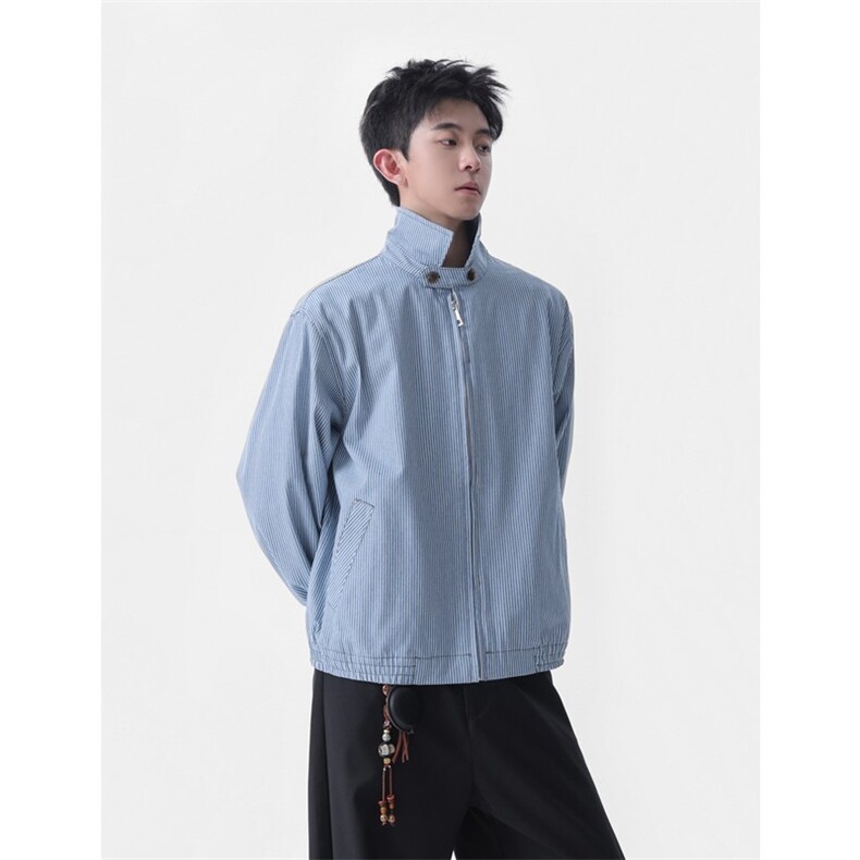 档口图欧若风松弛极简蓝白条纹翻领外套JK401-P70,女装短外套,星座1213