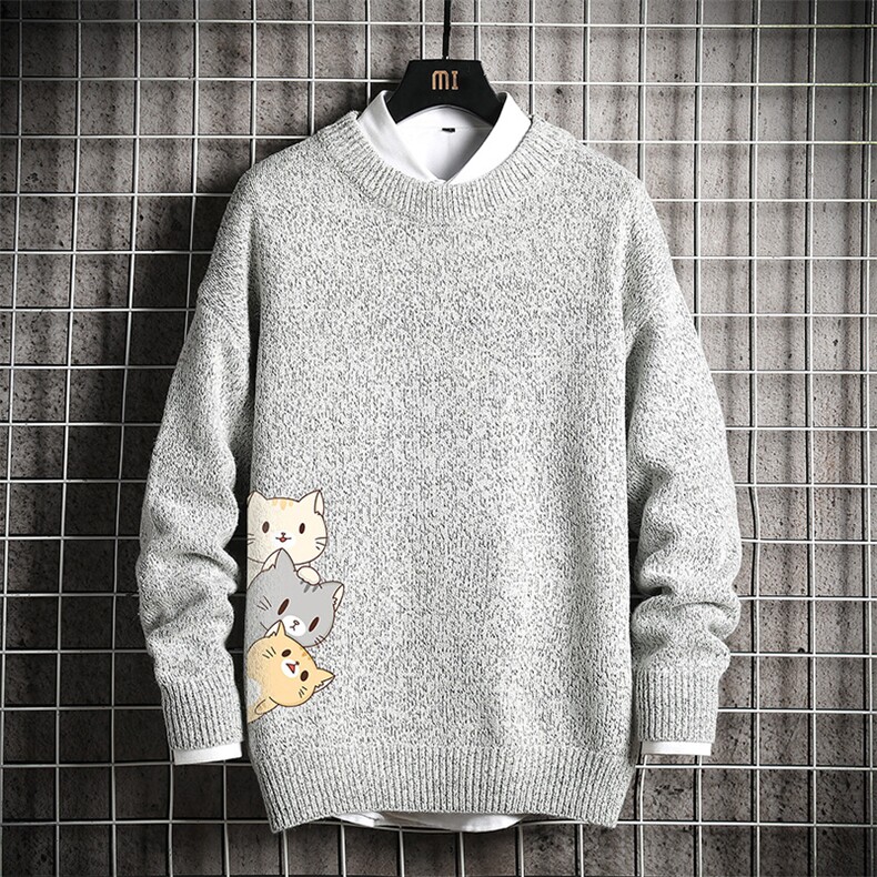 M19164-P45 加绒款-P65 加厚加绒毛衣男大码毛线衣男针织衫 网格图片