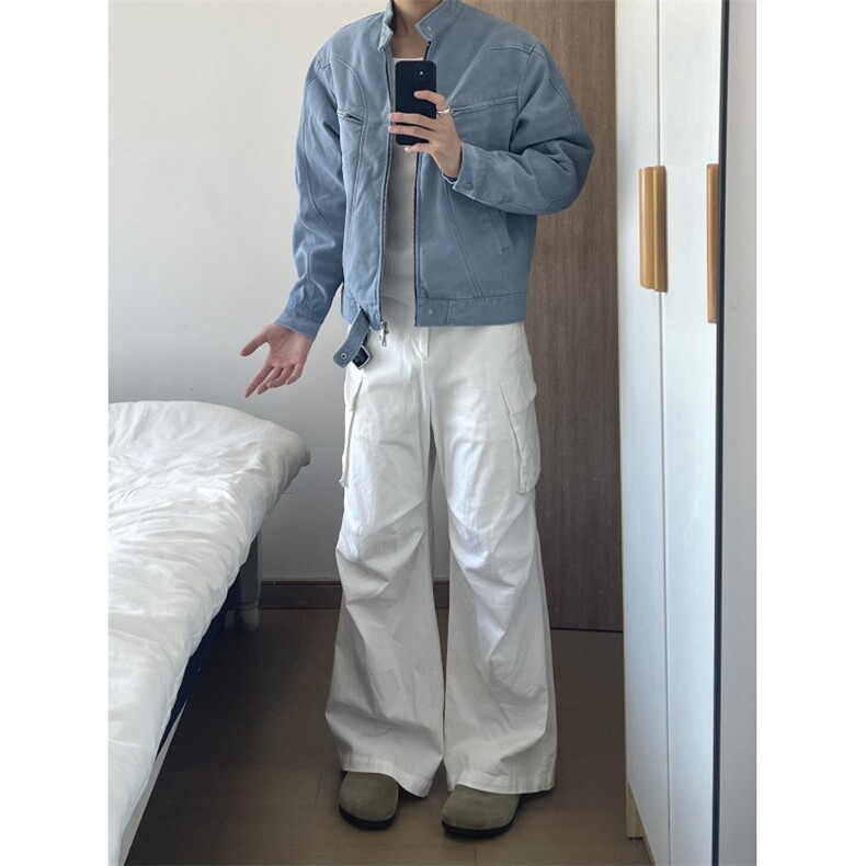 【有货】冰川蓝立领外套男高级感痞帅春秋工装夹克JK7703CC-特P65,男装夹克,星座1007（原301D）