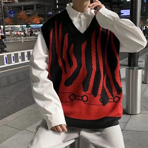 V领针织马甲男潮流百搭休闲B19P32图片