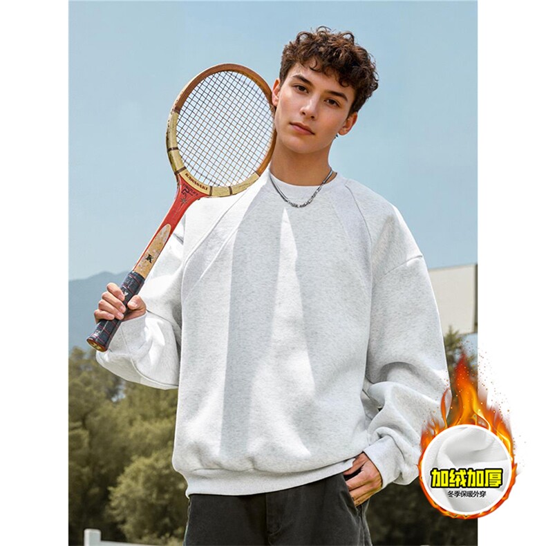 480G重磅加绒硬挺boxy男女秋冬美式高街结构螺纹拼接卫衣厚外套，女装短外套，电商A486-1