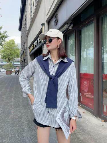 衬衫披肩假二件，女装衬衫，娇姿百合