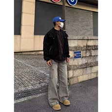 美式棕色休闲牛仔裤男女秋季潮复古牛仔裤男秋季新款潮牌重磅裤子，男装牛仔裤，星座506A