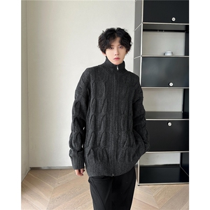 慵懒风麻花毛衣外套男冬2024新款宽松百搭针织开衫上衣MZ640-P76图片