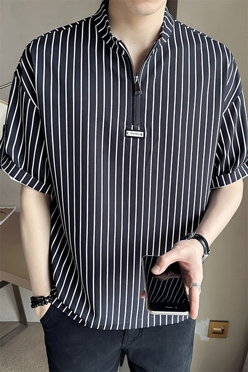 店主风~夏季新款条纹中袖T恤衫V5013/P50,男装T恤,电商B331