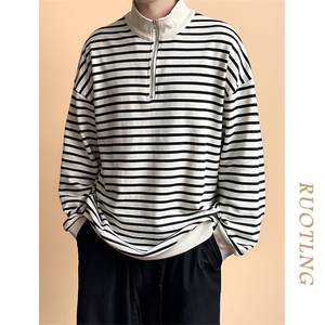全棉现货潮牌宽松休闲条纹卫衣男上衣A351-AW2510-P75图片
