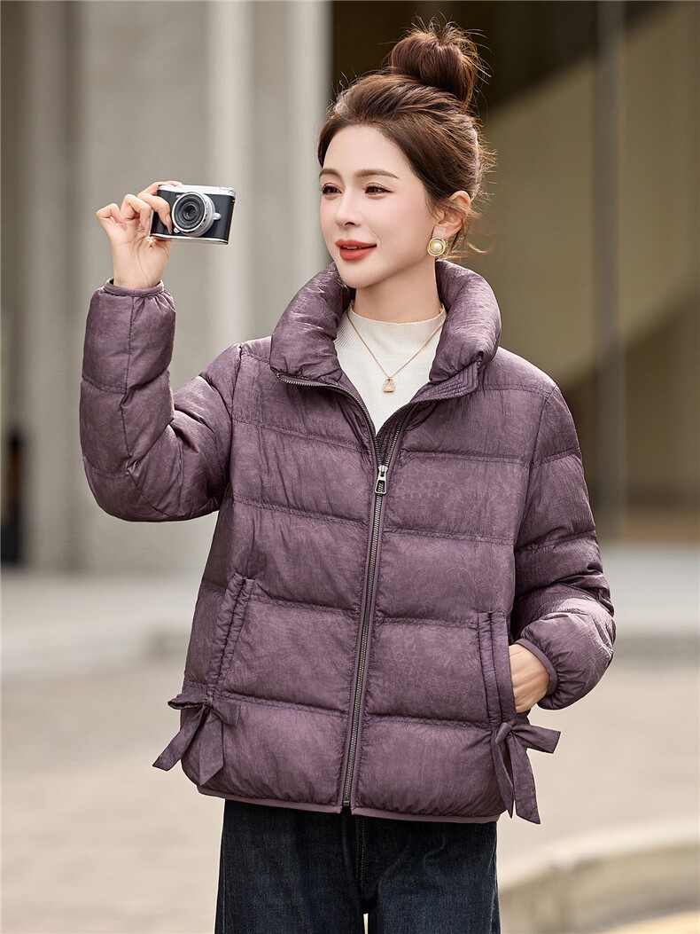 现货！优雅气质立领羽绒服女短款小个子时尚显瘦保暖大气刺绣上衣,女装羽绒服,沐七七