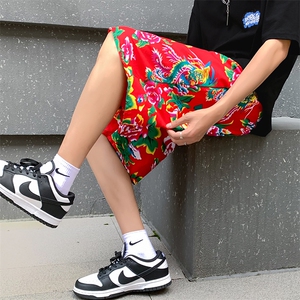 DK2009男女休闲夏季沙滩裤短裤五分裤运动情侣大码东北大花可套装图片