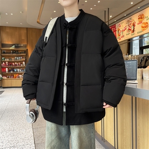 中式唐装男款冬季加厚风汉服青红色立领休闲外套A33-P158图片