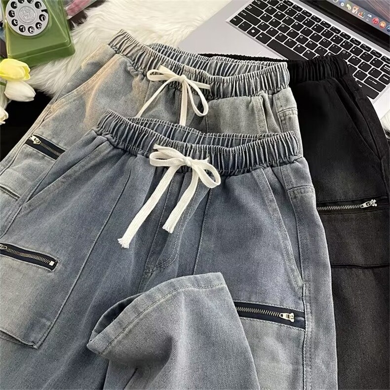 港风潮男夏季新款牛仔裤嘻哈ins潮高街潮流痞帅长裤N06015-P48,男装牛仔裤,星座308B-1