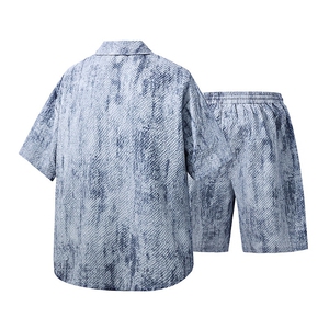 得物立体套装夏季潮牌痞帅宽松印花短袖衬衫两件套 A436-T10-P60图片