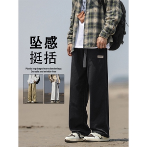 日系百搭直筒休闲裤男士新款纯棉垂感宽松休闲阔腿裤K663-特批-41图片