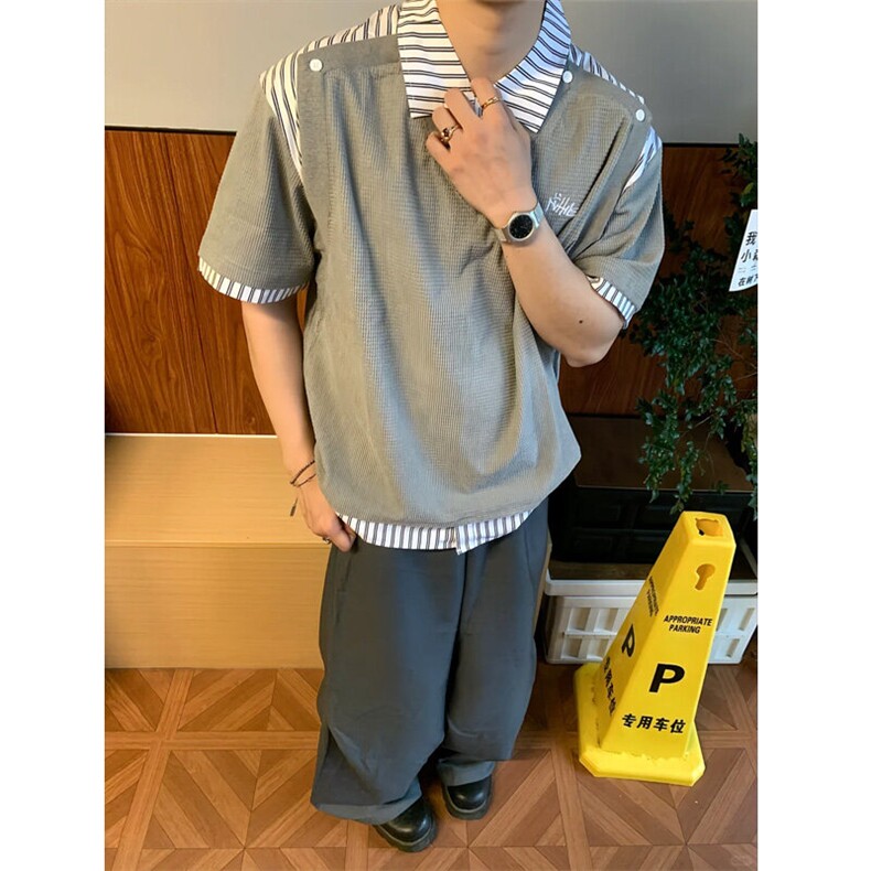 DX374LL-特P45 cleanfit假两件短袖T恤男高级感痞帅半袖图片