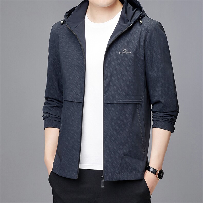 男式戴帽夹克外套青年商务宽松休闲茄克百搭夹克ASD8031-P190，男装夹克，电商B212（原钱塘6029）