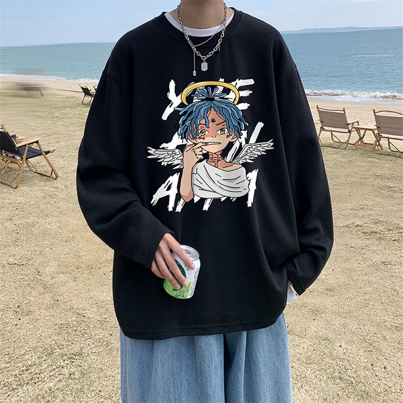 抖音供货、秋季现货舒适棉宽松重磅长袖T恤D223A-CT2329-特P28,男装T恤,电商019-1