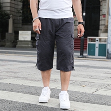M-7XL男士工装短裤宽松多口袋休闲中裤七分裤加肥加大码8802款，男装休闲裤，星座802