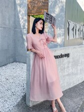 风盘扣修身显瘦气质连衣裙，女装连衣裙，天使公主