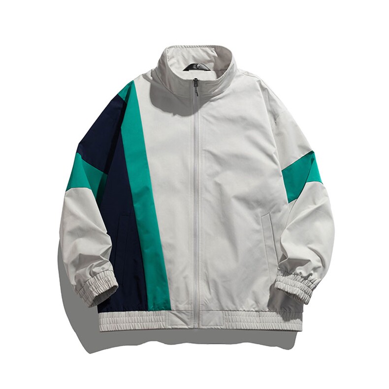 白底平铺小牛津上衣夹克宽松落肩拼色棒球服外套JK703-P68,男装夹克,星座1204-3