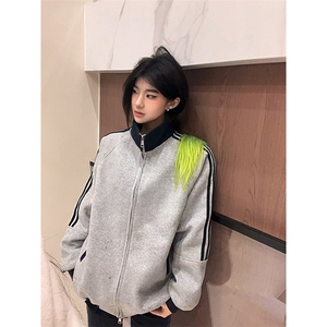 抖音得物高品质26春装美式高街重磅结构拼接织带立领卫衣外套CM42图片