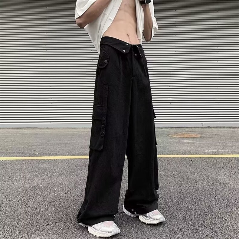 美式街头风工装裤男春夏季重工按扣阔腿休闲裤1001-1-K268-P53图片