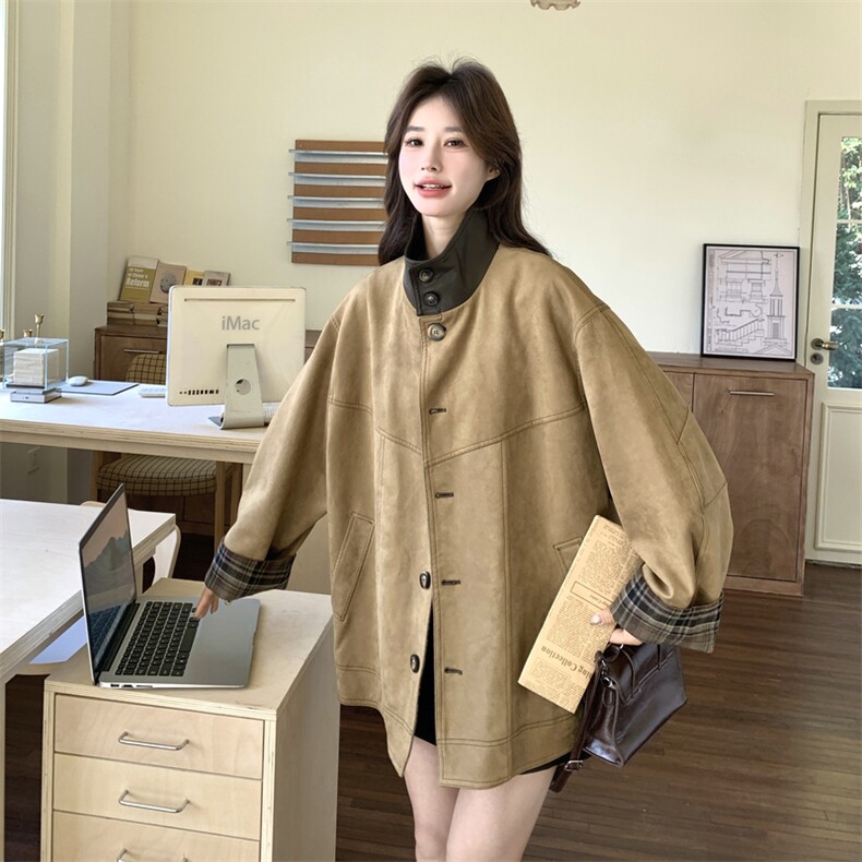 现货2026年新品拼接麂皮外套0757P185K288,女装短外套,2C201