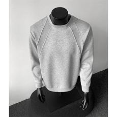 抖音得物高品质二开26春装美式高街重磅结构螺纹拼接圆领卫衣X095，男装卫衣，电商A486