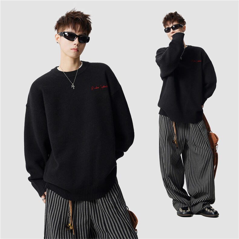 有/800克抗起球广东品质刺绣圆领落肩长袖毛衣MY2504-P58控88,男装针织衫/毛衣,电商B219A