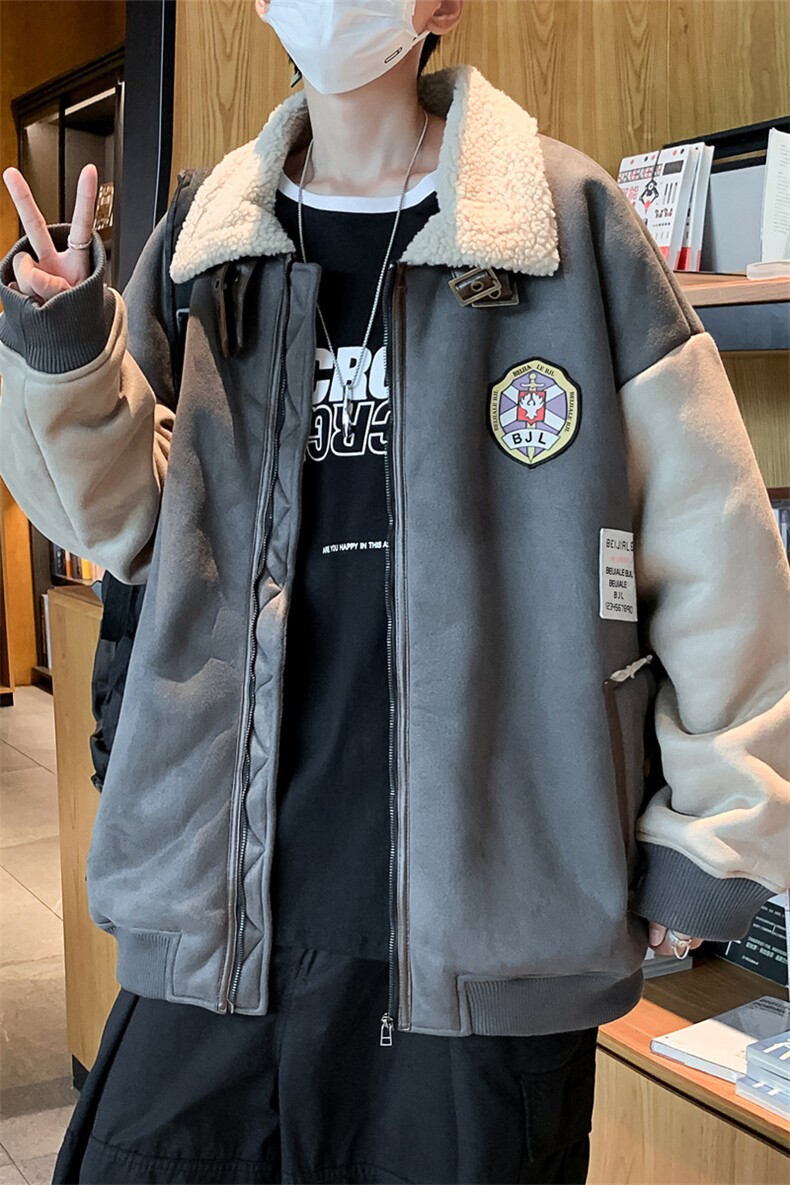 现货新款冬季羊羔绒男宽松加厚衣休闲情侣服AW2232-P100,男装棉衣,星座512-3