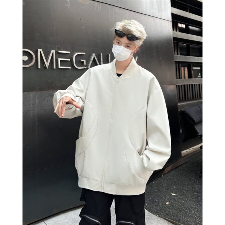 夹克男士春秋季潮流复古时尚休闲宽松纯色情侣棒球服外套9335P53,男装夹克,星座410-2