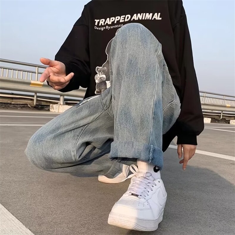 青春流行ins男直筒水洗牛仔裤N2027P36,男装牛仔裤,星座1116-2