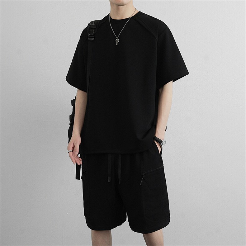 男韩版套装2026新款夏季工装短裤休闲运动服两件套男装,男装休闲套装,星座914