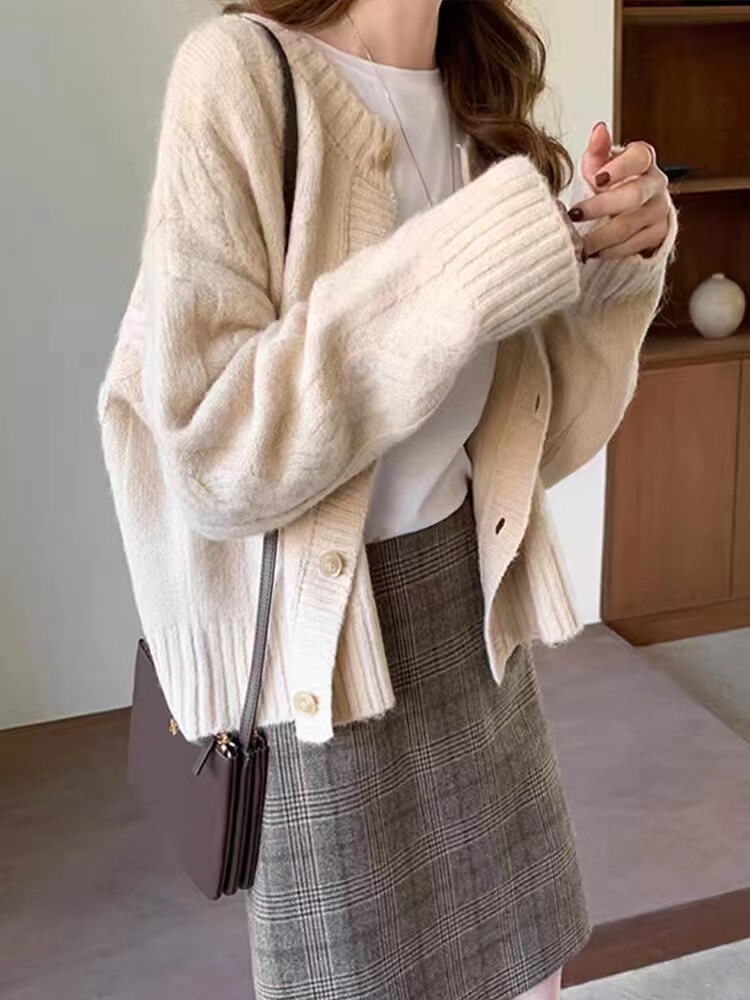短款毛衣开衫女早秋装新款韩版宽松外搭披肩外套,女装羊毛衫,旭驰羊绒
