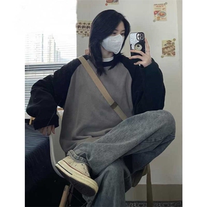 数据重磅版型德绒双拼卫衣打底衫拼接长袖卫衣DR02 P25图片