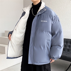 仿羊羔毛棉衣男立领男士加厚冬季棉服潮印花棉袄A266-WMY609-P70，男装棉衣，电商A266