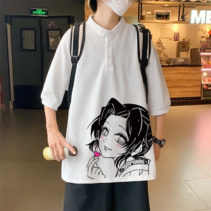 PL57153-P35 翻领短袖polo衫男大码胖子半袖t恤男有领保罗衫 模特图片
