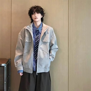 抖音得物 痞帅外套男ins高街潮牌港系原宿风韩版潮宽松夹克AY1035图片