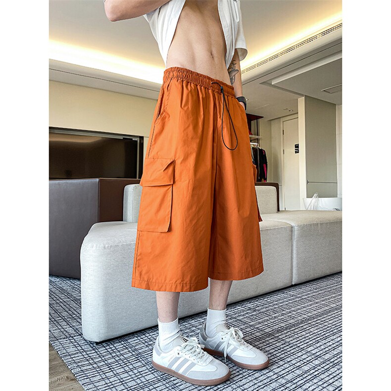 M-8XL工装七分裤阔腿裤大码冰丝短裤八分裤子机能马裤DK1302/P48,男装休闲裤,电商B238