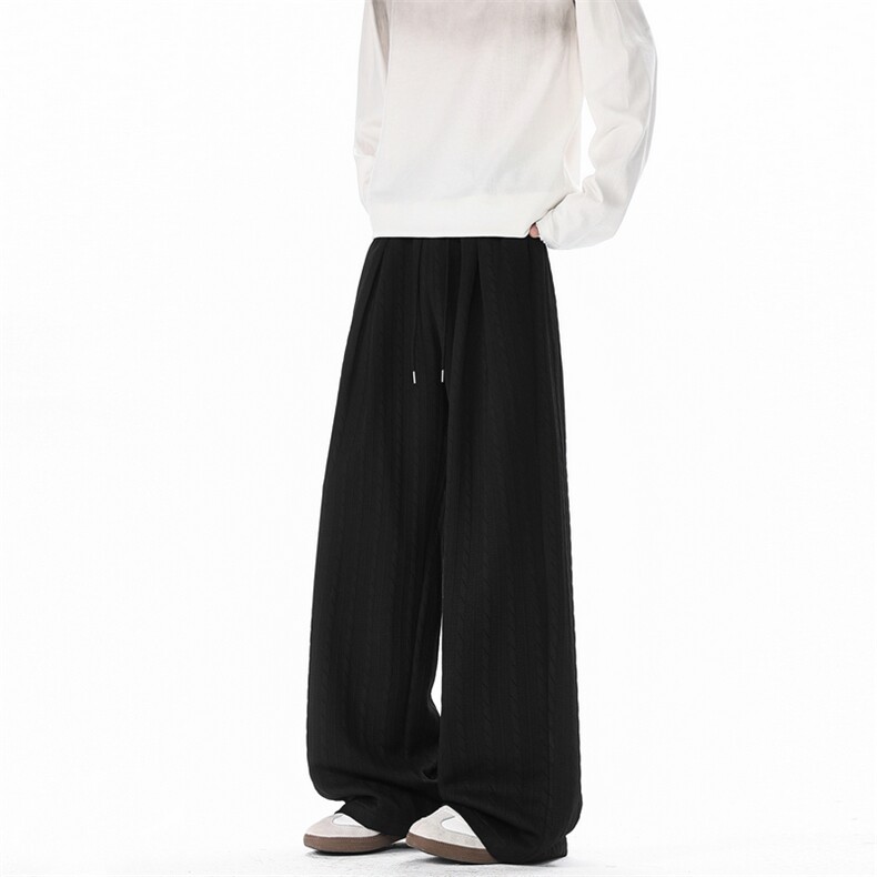 26新款泡泡条纹美式直筒阔腿裤宽松百搭拖地裤504-K266-特P35控69，男装休闲裤，星座504