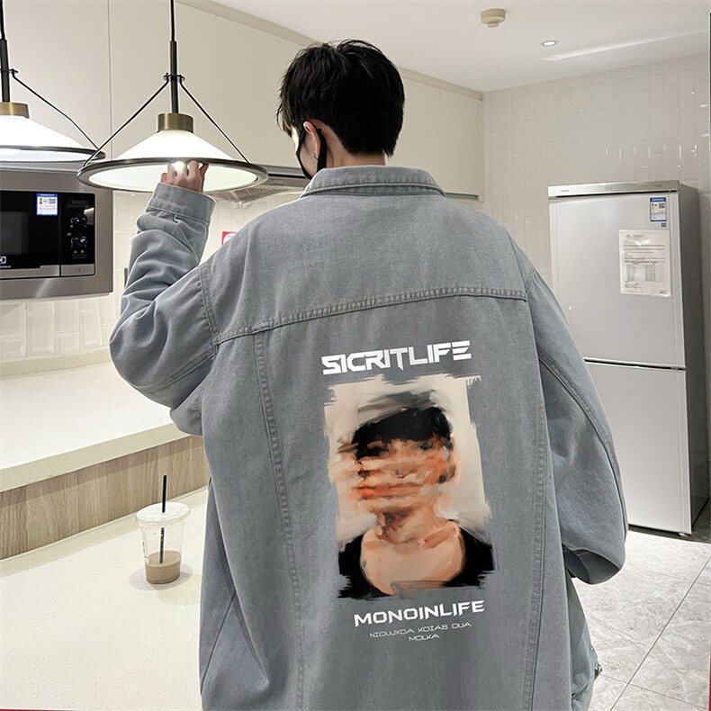 牛仔夹克男大码牛仔外套男茄克 NJ77213-P60加绒款-P75图片