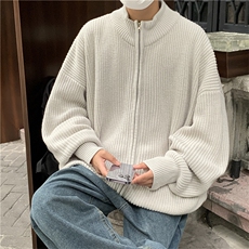 秋季美式高街宽松立领针织外套日系潮牌ins开衫毛衣男W6267-P42，男装夹克，星座512-2