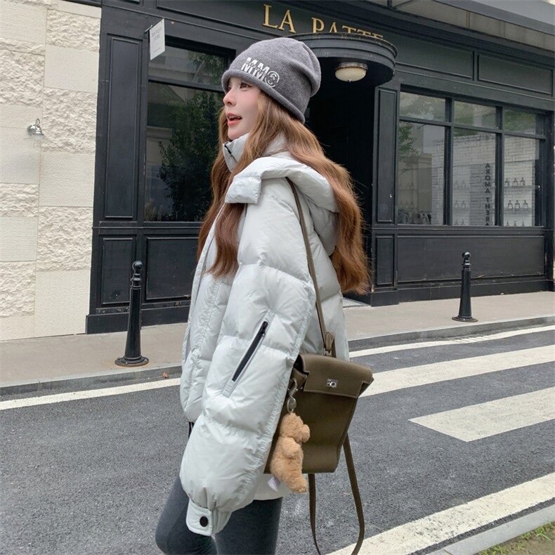 现货新款东大门加厚保暖羽绒服百搭连帽面包服女装外套,女装羽绒服,然然