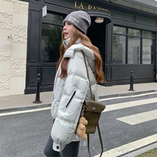 现货新款东大门加厚保暖羽绒服百搭连帽面包服女装外套，女装羽绒服，然然