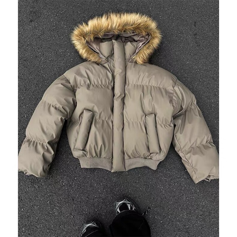 网图秋冬新款休闲百搭连帽毛领PU加厚情侣棉服MY5241TP85,男装棉衣,电商A247