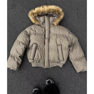 网图  秋冬新款 休闲百搭连帽毛领PU加厚情侣棉服MY5241 TP85图片