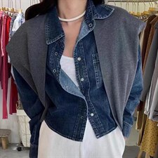 披肩牛仔衬衫,女装衬衫,依纤