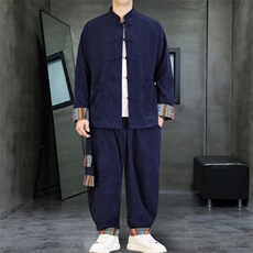 男士外套灯芯绒夹克套装盘扣立领风XZ1512-2502套装-P130，男装休闲套装，星座1512