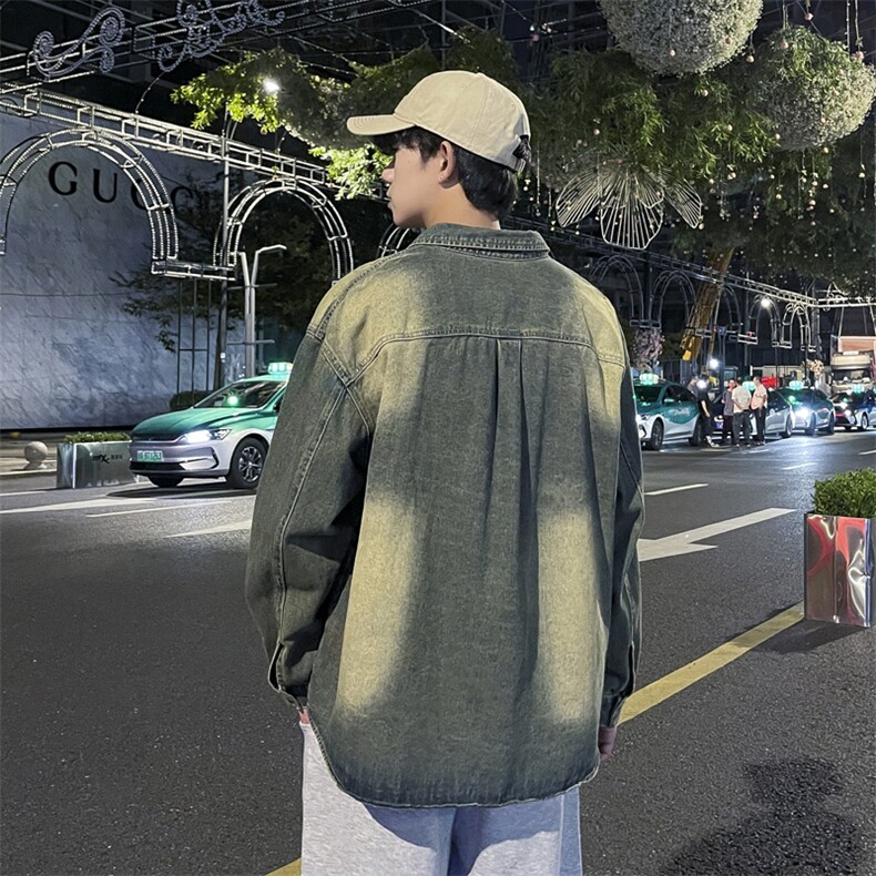 A1005P55秋冬新款青年男生休闲日系港风潮男外套牛仔衬衫长袖,男装衬衫,星座512-6