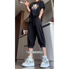 特批28夏季黑色速干潮牌七分裤男涤纶，男装牛仔裤，电商基地A086