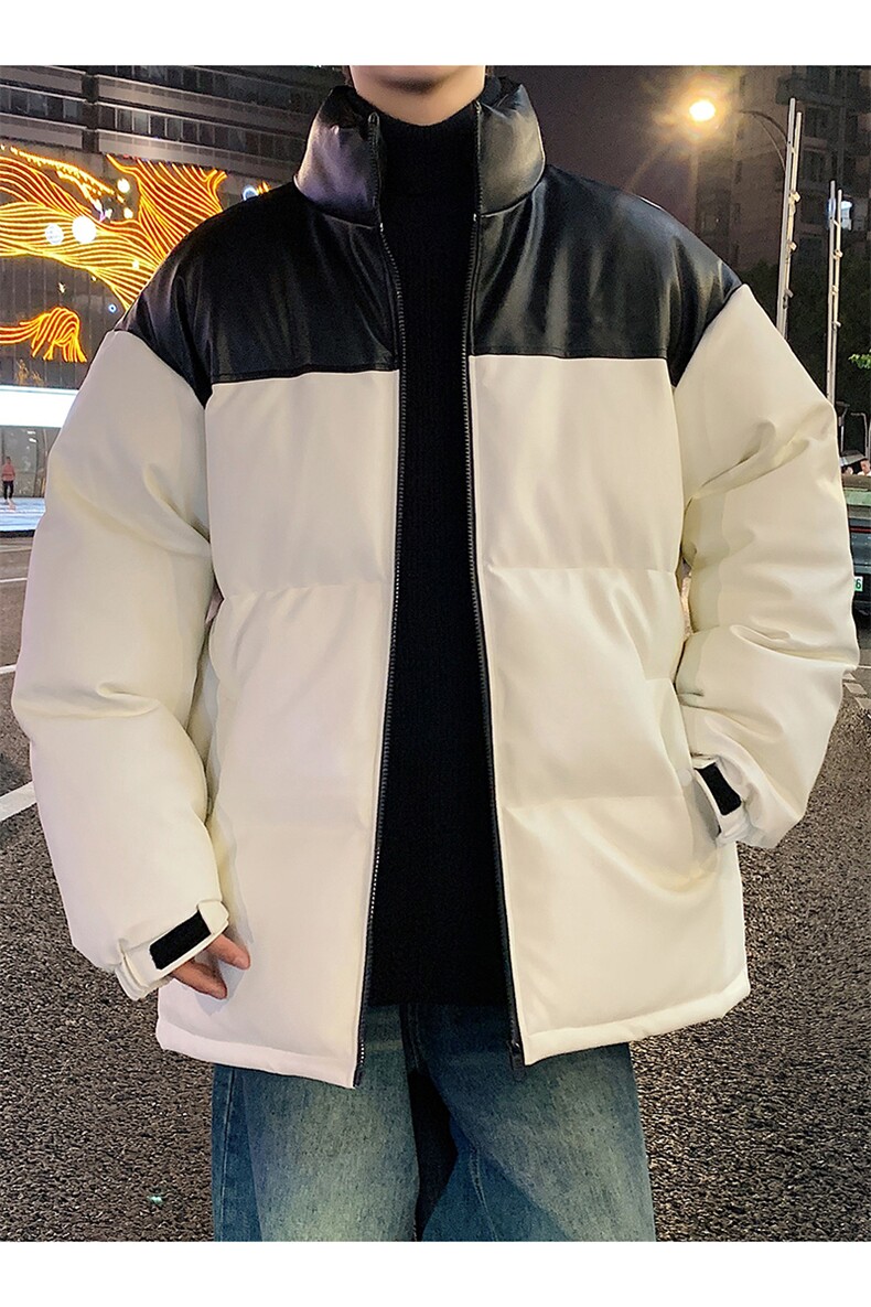 港风潮牌新款亮皮防水立领棉服潮流保暖棉衣M083-P100控139,男装棉衣,星座717